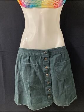 Twik Forest Green Denim Mini Skirt Size 12 Y2K